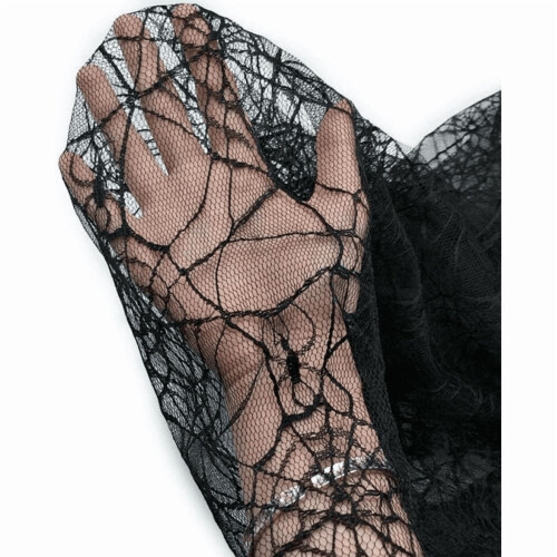 Halloween-Spinnennetz-Spitzenstoff, schwarz, 1 Stück 1