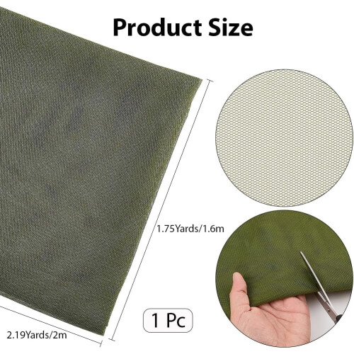 Dunkelolivgrünes Polyester-Netzgewebe, 78,7 x 63 Zoll 1