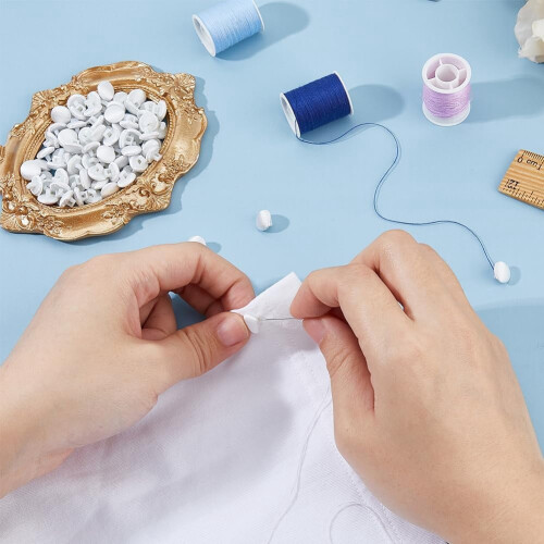 Hvide knapper med silkeform, plastikskaft, 100 stk. 2