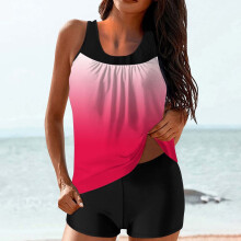 Women's high-waisted swimsuit set gradient racerback top