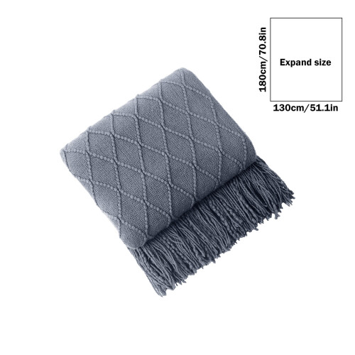 Knitted Throw Blanket Soft Fringe 150x200cm 2