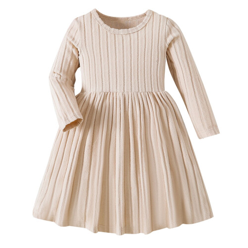 Robe pull à manches longues pour filles, couleur unie, 3-10 ans 2
