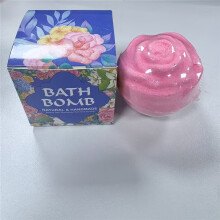 (Pink Rose) 1pc Heavy Bath Salt Ball, Carbonated Bath Salt Ball, Gift Box Bath Salt Ball, Rose Shape, Two Colors, Gentle Cleansing,