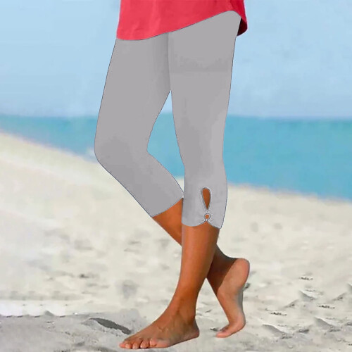 Lette højtaljede capri-leggings til kvinder, grå 1