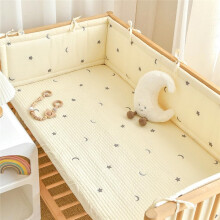 (160×28cm, N07) Breathable Cot Bumper, Cot Side Cushions, 360 Adjustable Padding with Headboard Protector, Anti-Suffocation Crib