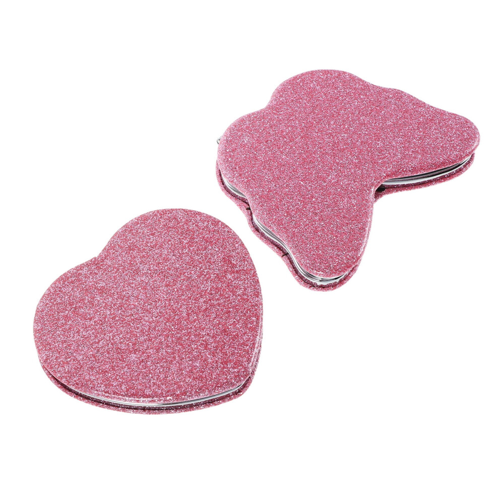 Handheld folding mirror pink glass 2 pcs