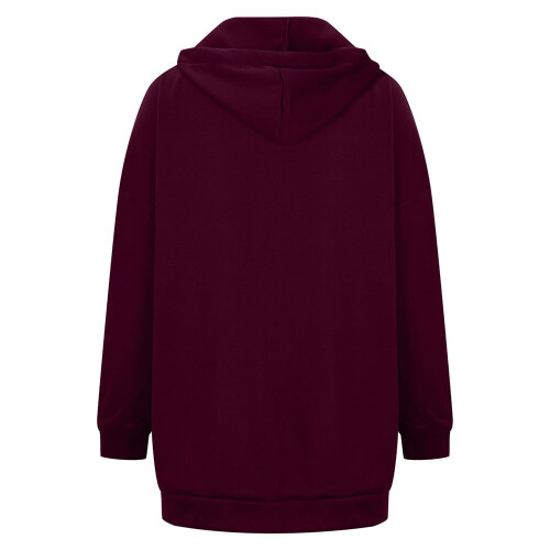 Damen-Kapuzenpullover mit Reißverschluss, lange Tunika, Größe L 1