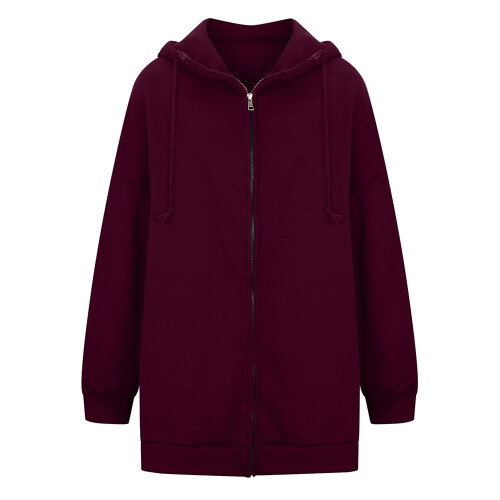 Damen-Kapuzenpullover mit Reißverschluss, lange Tunika, Größe L 2
