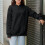 Oversized Damen-Hoodie, einfarbig, mit Tasche 7