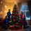 Weihnachtsbaumrock Rot Blau Spinnennetz Schneeflocken 122 cm 6