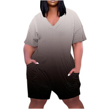 Womens Loose Fit Oversized Zipper Front Casual Short Sleeve Jumpsuit Shorts One Piece Romper Comfortable Lightweight Fabric Gray1# XL
