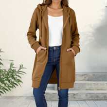 Women's Long-Sleeve Hooded Casual Jacket Long Sleeves and Hood for Daily Commutes Outdoor Activities or Casual Dates M