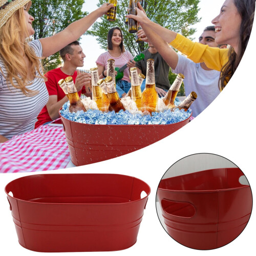 Edelstahl-Eiskübel, 4 Gallonen, mit Griff, rot
