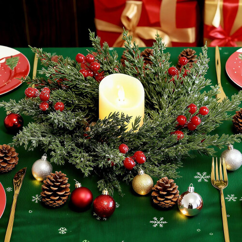 Mini-Weihnachtskränze aus Norfolk-Kiefernholz mit Kerzenringen 2