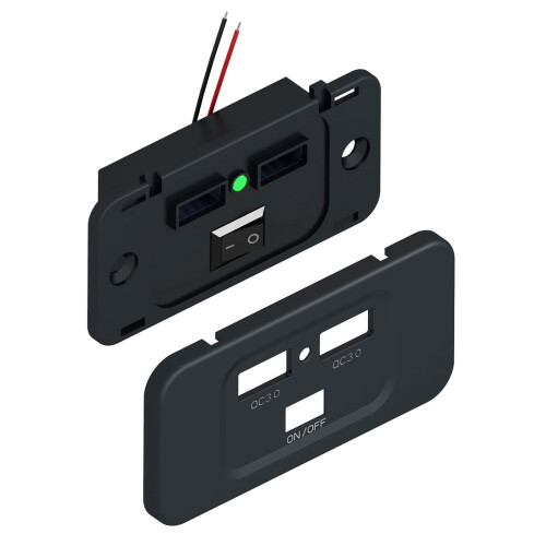 RV USB-stikkontakt 12V vægmontering 72W dobbeltport 2
