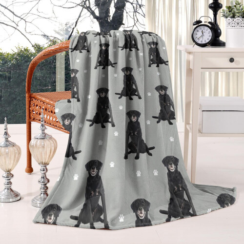 Black Labrador Lamb Wool Throw Blanket 40"x50" 1
