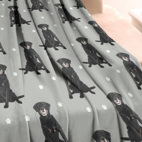 Black Labrador Lamb Wool Throw Blanket 40"x50" 2