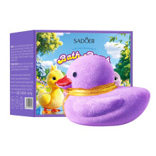 (Purple) 1pc Colorful Cartoon Duck Bath Salt Ball 135g Blue/Pink/Purple/Yellow Cute Shape Cleansing Bath Salt Ball, Cleansing &