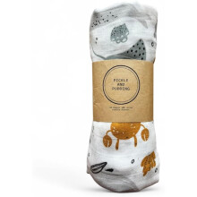Extra Large Muslin 70% Bamboo 30% Cotton Swaddle Blanket, White with Orange and Sage Fish Pattern, Super Soft Baby Wrap