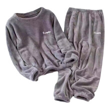 Women's Flannel Pajama Set, Plus Size, Thickened Warm Sleepwear, Cozy Thermal Homewear, Grey – Compatible with Winter Indoor/Outdoor Use