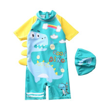 Dinosaur Long Sleeve Hooded Rash Guard Swimsuit for Boys 3-4Y, Mint Green – Compatible with Sun & Water Protection