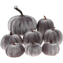 Nep rode fluwelen pompoenen herfstdecoratie 8 stuks
