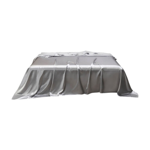 Drap-housse en soie lavable, gris uni satiné, 1 ensemble 1