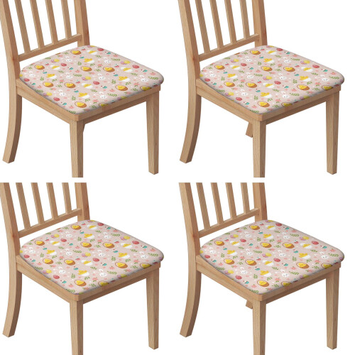 Dining Chair Seat Covers Light Pink Pattern Set of 4