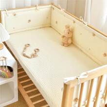 (240×28cm, N02) Breathable Cot Bumper, Cot Side Cushions, 360 Adjustable Padding with Headboard Protector, Anti-Suffocation Crib