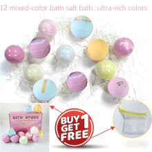 Set of 12 Carbonated Bath Salt Balls, Packaged in a Gift Box, Featuring Twelve Different Floral And Fruity Scents. Each