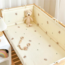 (160×28cm, N04) Breathable Cot Bumper, Cot Side Cushions, 360 Adjustable Padding with Headboard Protector, Anti-Suffocation Crib
