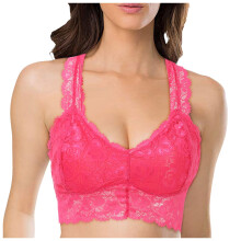 Lace Bra for Women,Bra Women Plus Size Lace Back Wrap V Neck Push Up for Supportive Fit,Sports Bras for Women,Z01 Hot Pink,L