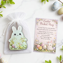 Easter Bunny Pocket Hugs Greeting Cards, Adorable Emotional Support, Easter Gifts with Encouragement Cards