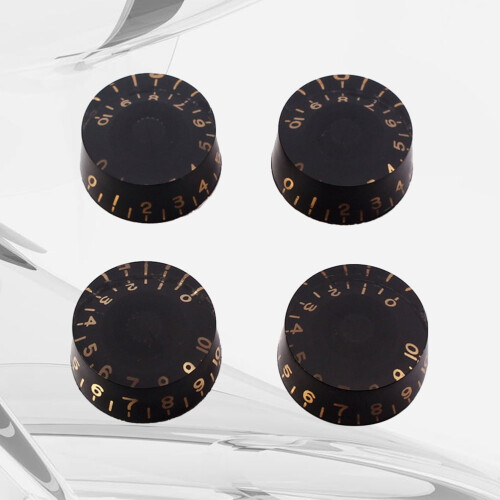 Black guitar and amp volume tone control knobs set of 4