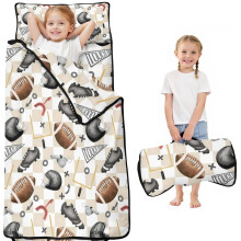Football nap mat for toddlers with checkered pattern