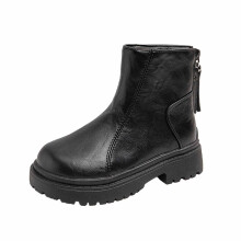 Girls Boots,Girls Leather Booties Warm Lined Short Boots British Style for Autumn Winter Fashion Footwear,Toddler Boots,Z05 Black,7-8 Years