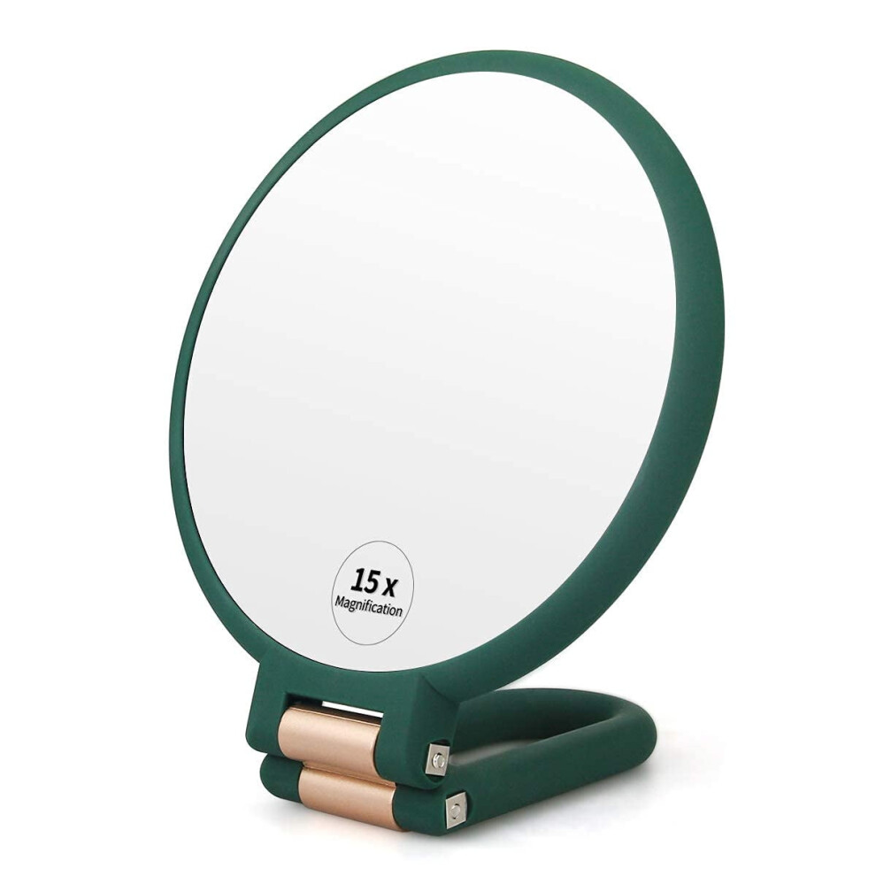 Handheld Magnifying Mirror Double-Sided 15X Army Green