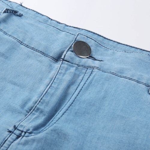 Dame Cropped Denim Jeans Blonder Elastisk Midje 2