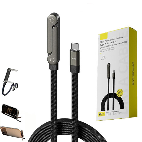 Invisible Holder Charger Cable with Stand 240W 5ft Type-C