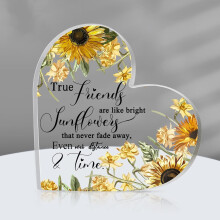 Tafeldecoratie met zonnebloemen als aandenken aan vriendschap, gemaakt van acryl.