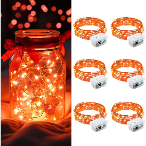 LED Fairy Lights Battery Operated Waterproof 7ft 6-Pack
