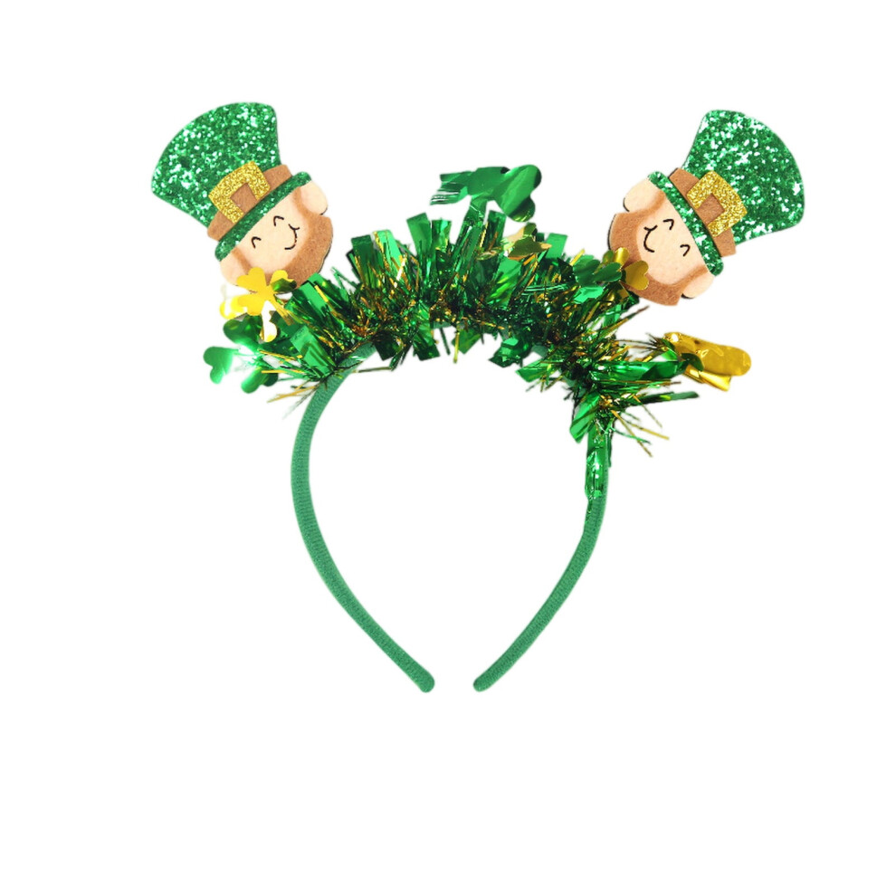 Shamrock headband with glitter ears and clover decor 1 piece