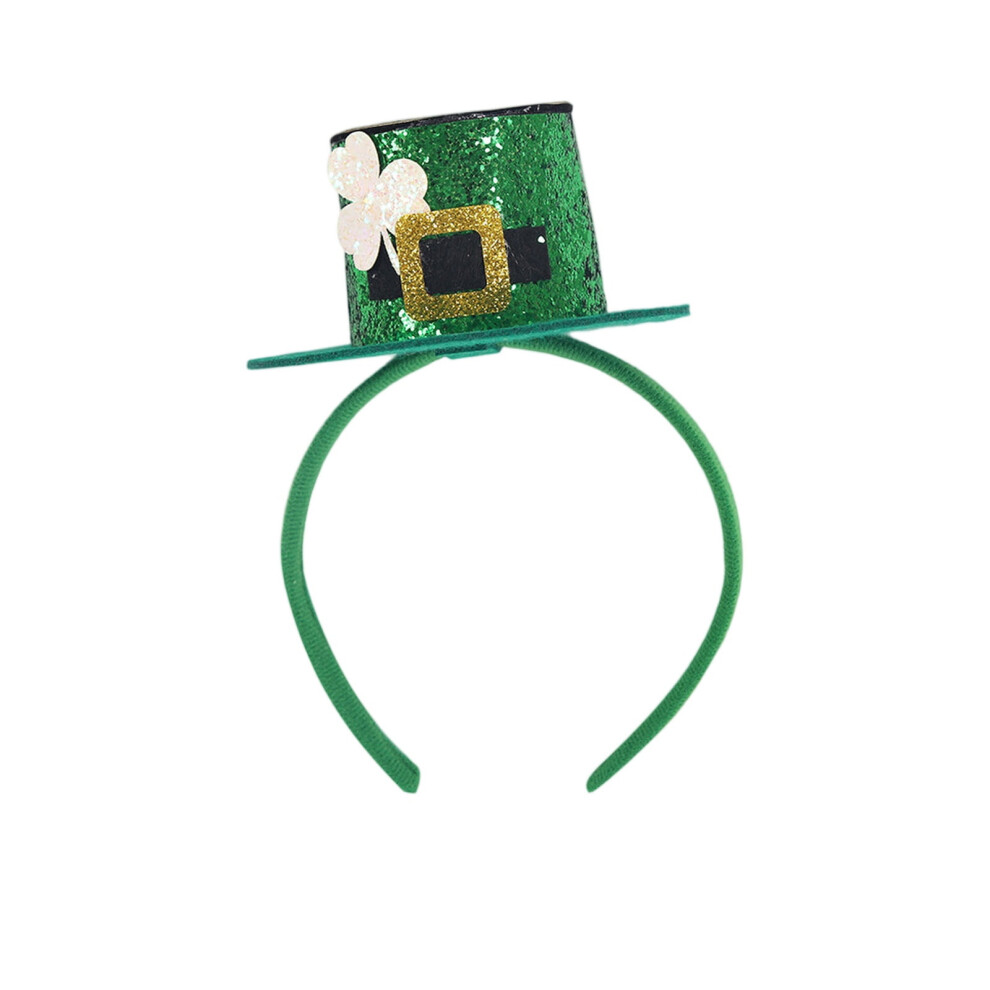 Shamrock headband with glitter ears and clover decor