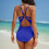 Women's one-piece swimsuit V-neck solid color with side 6