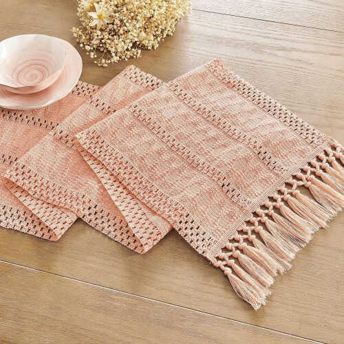 Boho table runner cotton linen 13x72 inches 1
