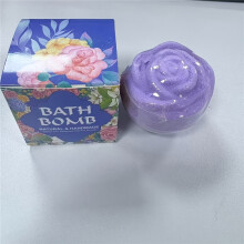(Purple Rose) 1pc zware badzoutbal, koolzuurhoudende badzoutbal, geschenkdoos badzoutbal, roosvorm, twee kleuren, zachte reiniging,