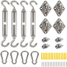 Kit de fixation pour voile d'ombrage, acier inoxydable 304, 48 pièces