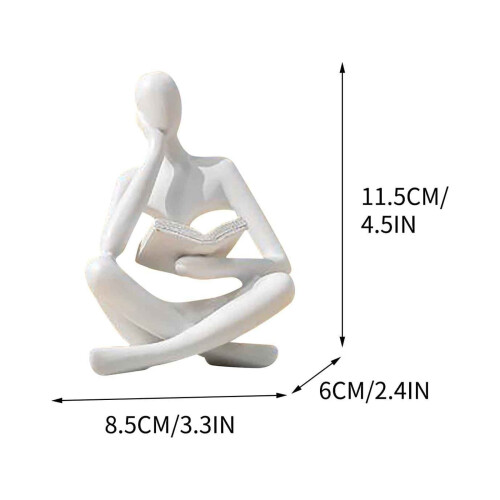 Thinker Reading Statue Resin Figurine 4.7x3 Inch 1
