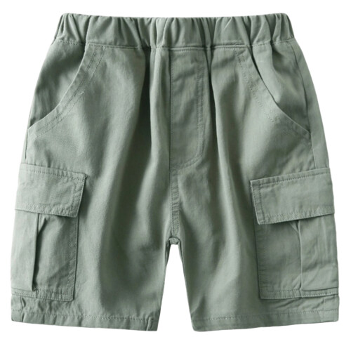 Cargoshorts til barn i grønn elastisk midje, 3–4 år