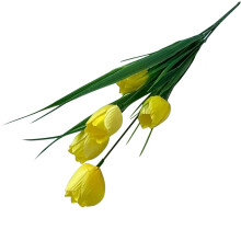Yellow Fake Tulips, 9.8" Real-Touch Silk Artificial Flowers for Home, Office, Wedding & Easter Decor – Compatible with Spring/Fall Themes